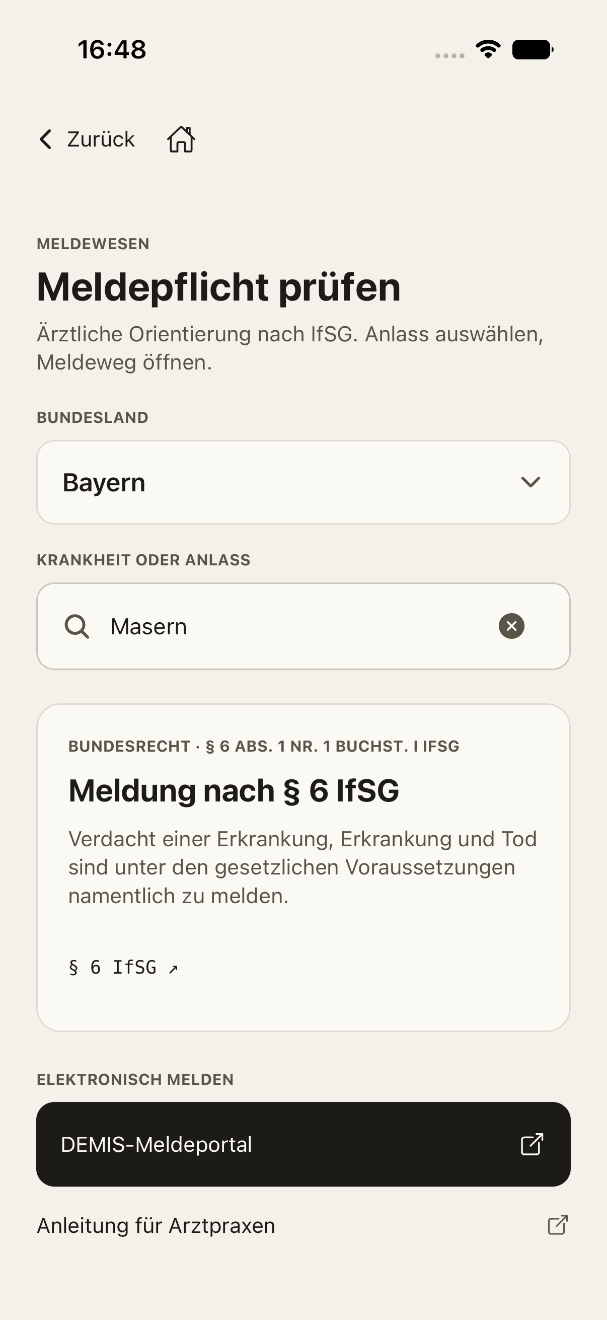 Hyga SI-App: Meldeprüfung mit IfSG-Kontext
